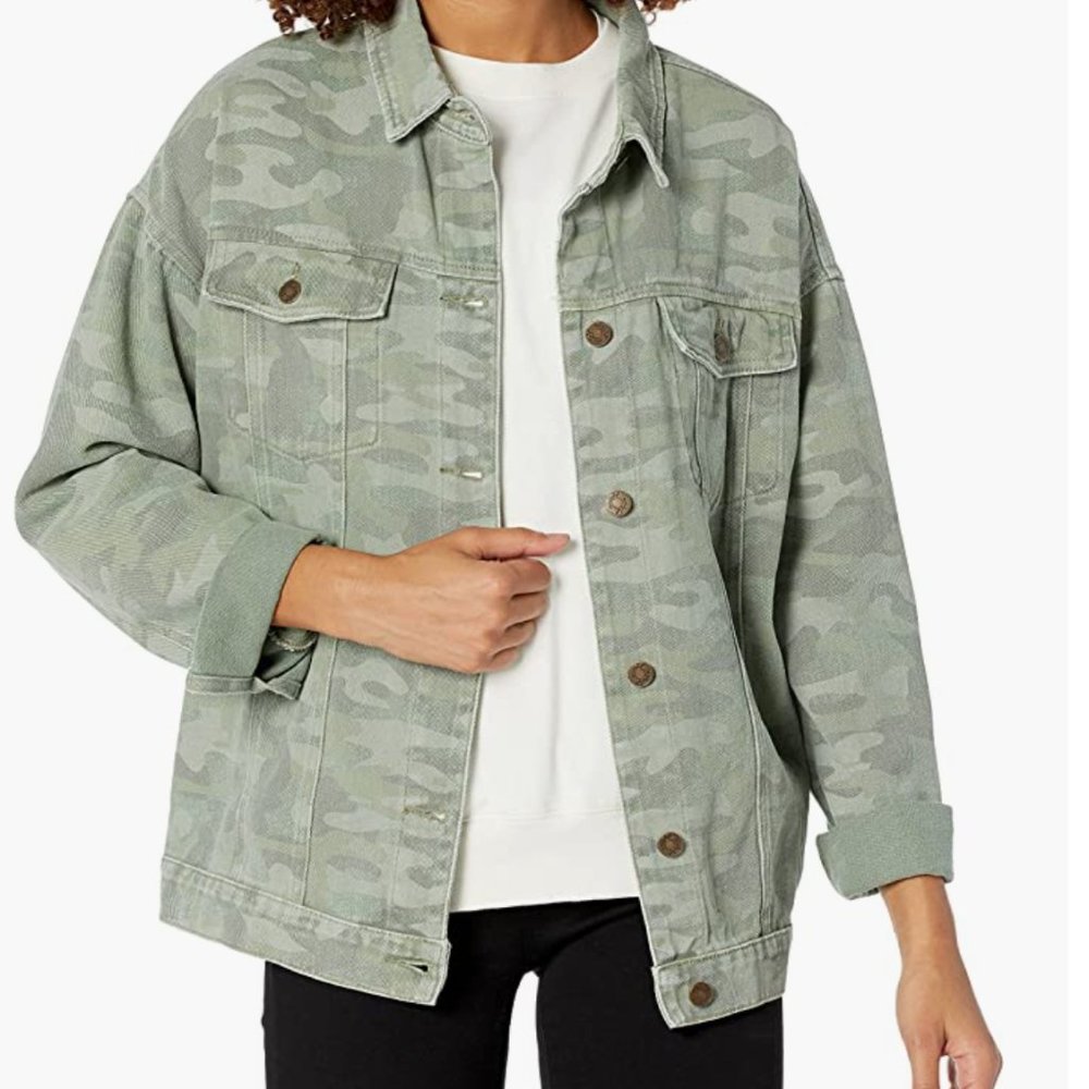 NWT New Mud Pie Shaw Denim Boyfriend Jacket Camo Camouflage